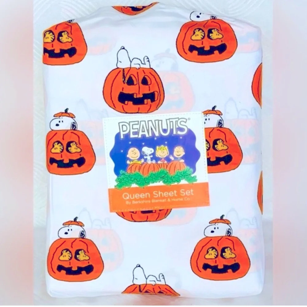 Peanuts 4PC Pumpkin Halloween Queen Sheet Set